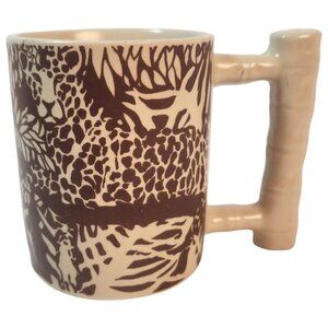 Vintage 1970s Royal Crown Jungle Safari Theme Coffee Mug Bamboo Shaped Handle